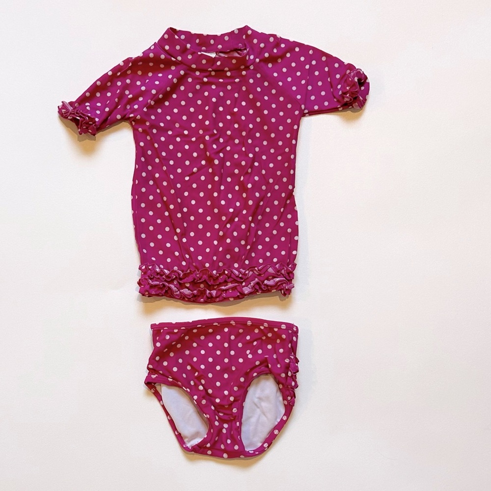 Ruffle Butts Toddler Girl Polka Dot Two Piece Swimsuit Size 2T